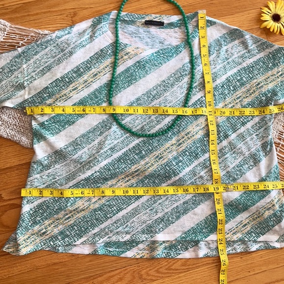 🌺 NALLY & MILLIE; Pretty Designer, Green/White/Yellow 3/4 Length Sleeve Top XL! - Picture 10 of 12